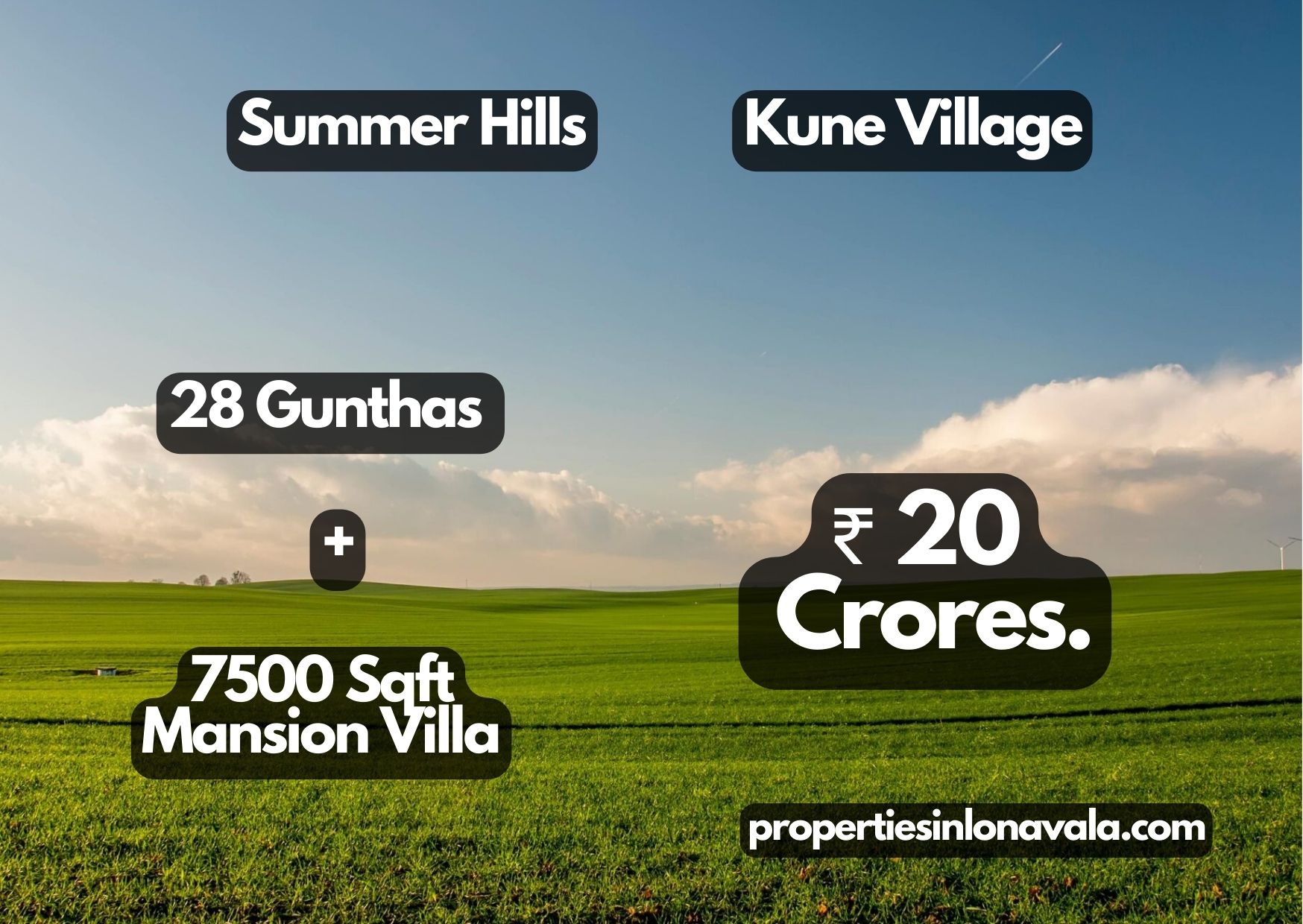 Summer Hills, 28 Gunthas + 7500 Sqft Mansion Villa